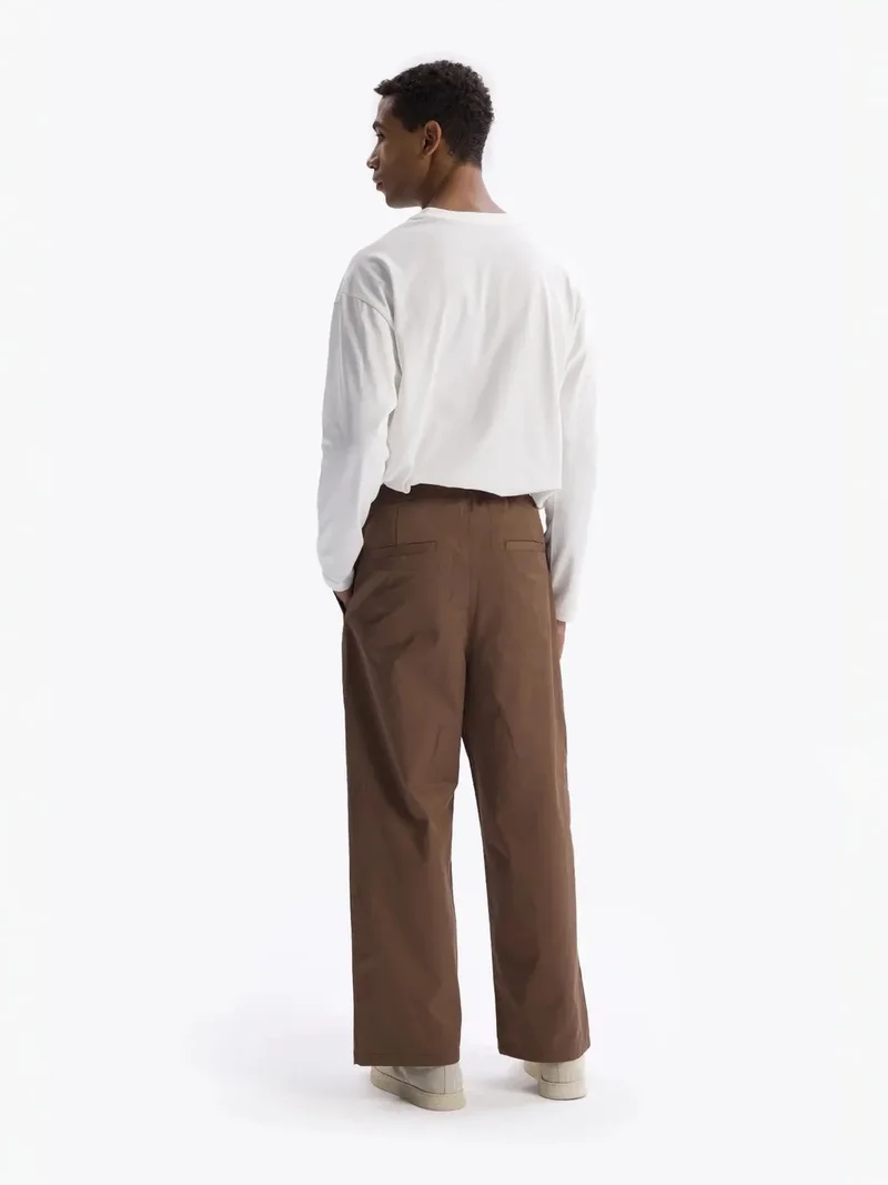 Giesto Coffee Brown GIESTO High Waist Wide Leg Pants with Belt for Men | Best Price UAE